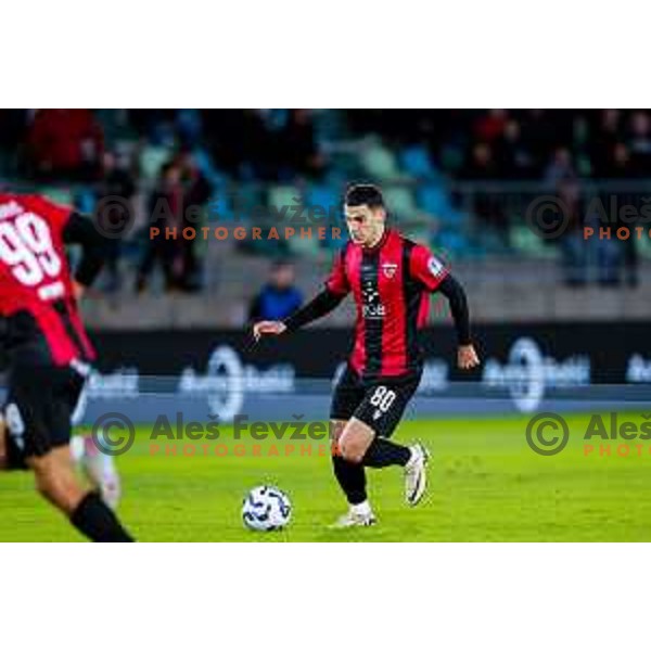 in action during Prva liga Telemach 2025/2026 football match between Primorje and Koper in Ajdovscina, Slovenia on October 5, 2025