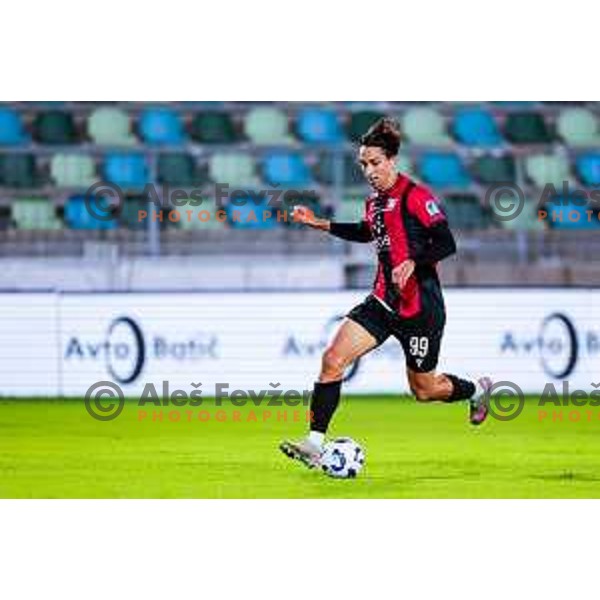 Haris Kadric of Primorje in action during Prva liga Telemach 2025/2026 football match between Primorje and Koper in Ajdovscina, Slovenia on October 5, 2025