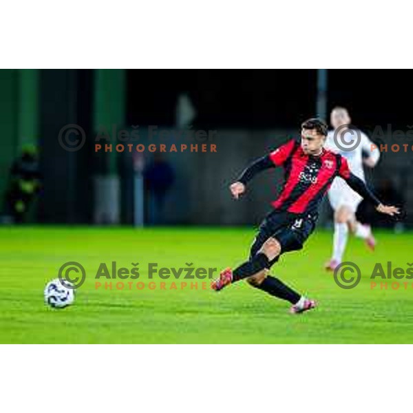 in action during Prva liga Telemach 2025/2026 football match between Primorje and Koper in Ajdovscina, Slovenia on October 5, 2025