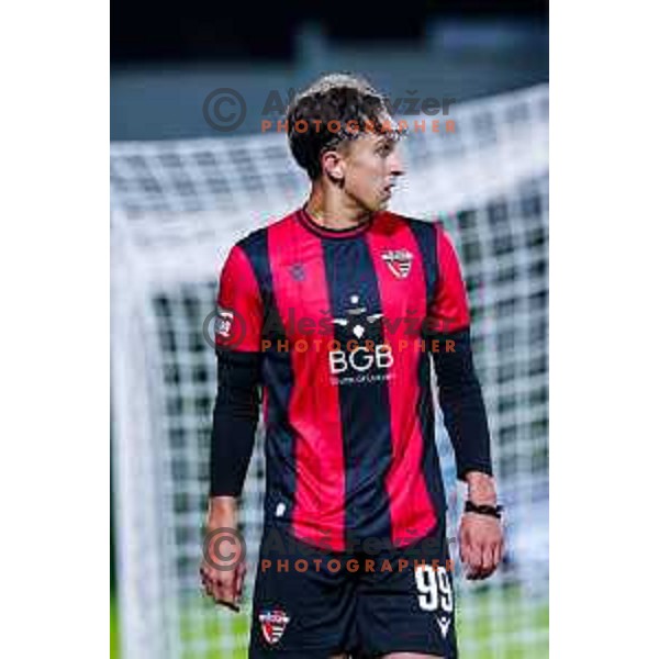 Haris Kadric of Primorje in action during Prva liga Telemach 2025/2026 football match between Primorje and Koper in Ajdovscina, Slovenia on October 5, 2025