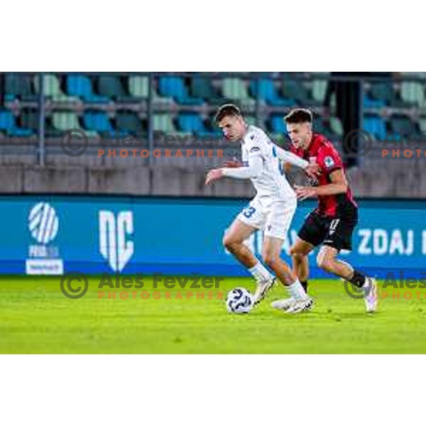 in action during Prva liga Telemach 2025/2026 football match between Primorje and Koper in Ajdovscina, Slovenia on October 5, 2025
