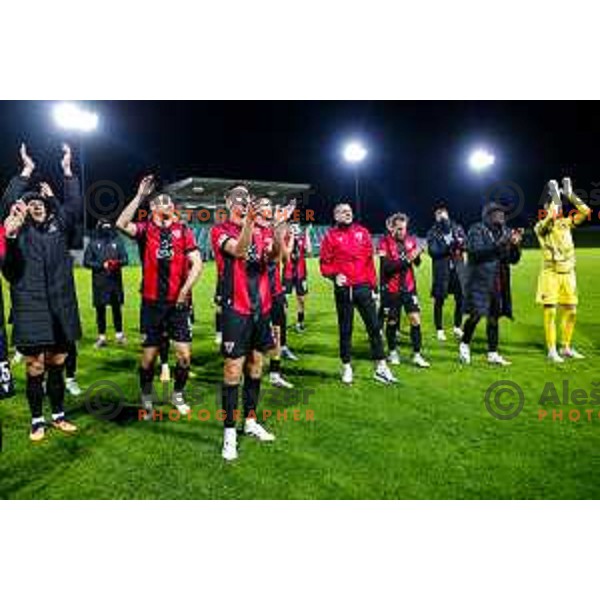 Nik Jermol celebrates victory at Prva liga Telemach 2025/2026 football match between Primorje and Koper in Ajdovscina, Slovenia on October 5, 2025