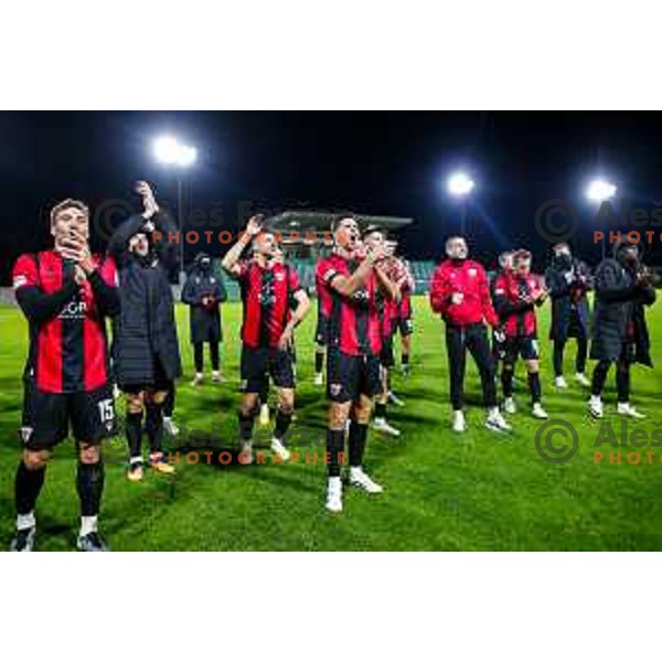 Nik Jermol celebrates victory at Prva liga Telemach 2025/2026 football match between Primorje and Koper in Ajdovscina, Slovenia on October 5, 2025