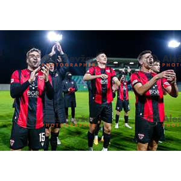 Nik Jermol celebrates victory at Prva liga Telemach 2025/2026 football match between Primorje and Koper in Ajdovscina, Slovenia on October 5, 2025