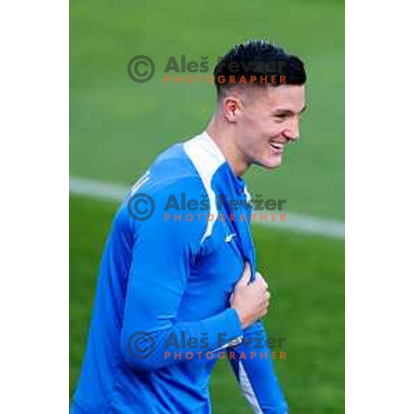 Benjamin Sesko of Slovenia Football team during practice session at NNC Brdo pri Kranju, Slovenia on October 6, 2025
