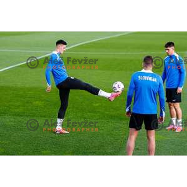 Benjamin Sesko of Slovenia Football team during practice session at NNC Brdo pri Kranju, Slovenia on October 6, 2025