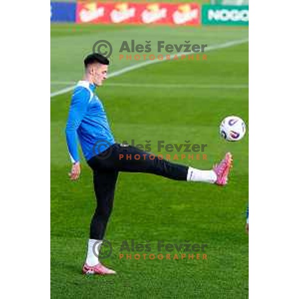 Benjamin Sesko of Slovenia Football team during practice session at NNC Brdo pri Kranju, Slovenia on October 6, 2025