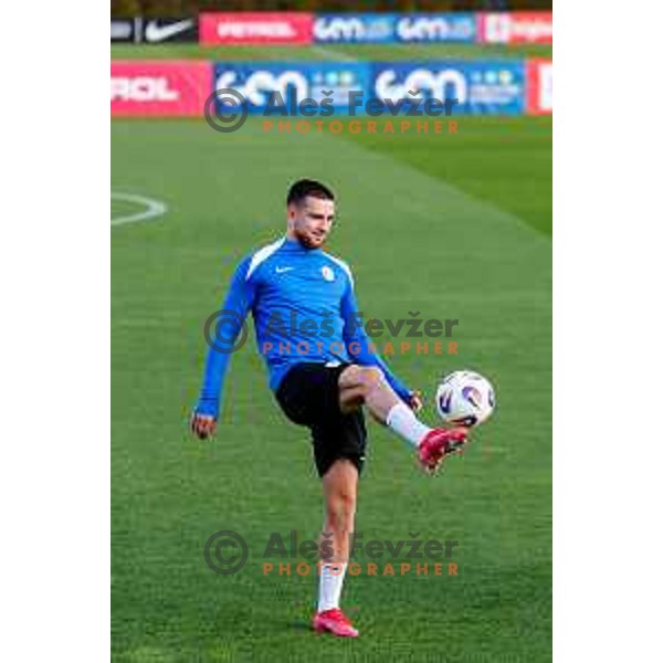 Zan Vipotnik of Slovenia Football team during practice session at NNC Brdo pri Kranju, Slovenia on October 6, 2025