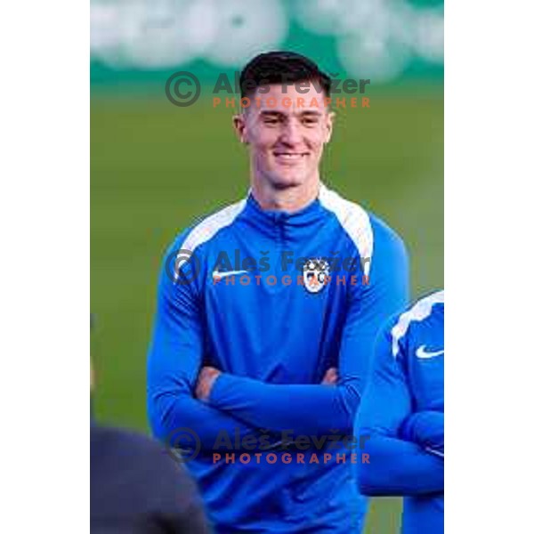 Benjamin Sesko of Slovenia Football team during practice session at NNC Brdo pri Kranju, Slovenia on October 6, 2025