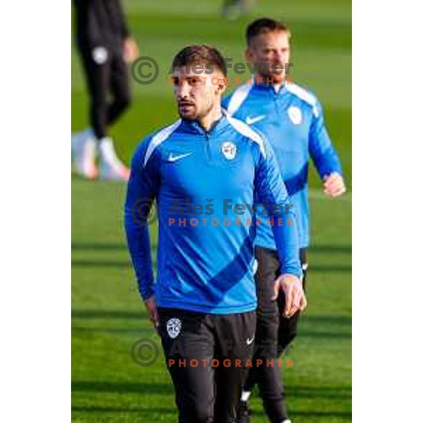Adam Gnezda Cerin of Slovenia Football team during practice session at NNC Brdo pri Kranju, Slovenia on October 6, 2025