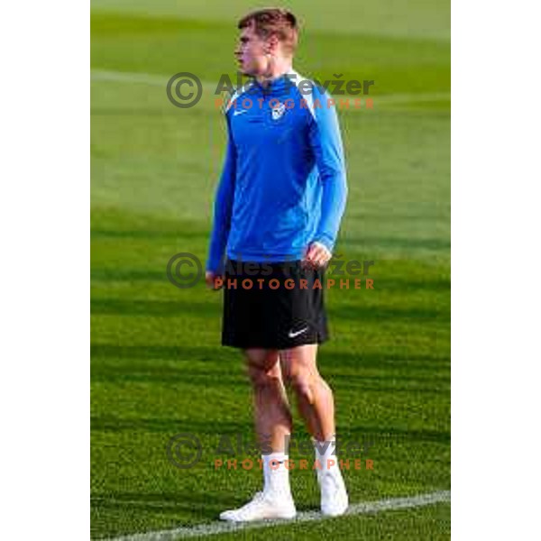 Jaka Bijol of Slovenia Football team during practice session at NNC Brdo pri Kranju, Slovenia on October 6, 2025