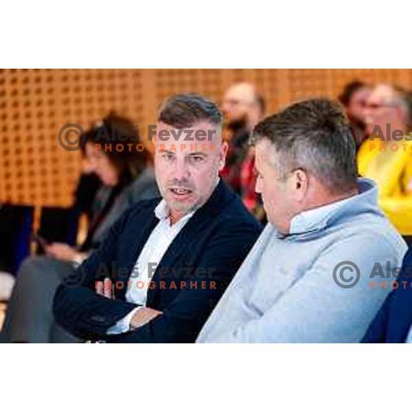 Tim Farcnik during Slovenia Ski Federation annual event “Junaki Zime” - Slovenia Winter teams official presentation before start of 20235/2026 Olympic season in Brdo Congress Centre, Brdo pri Kranju, Slovenia on October 7, 2025