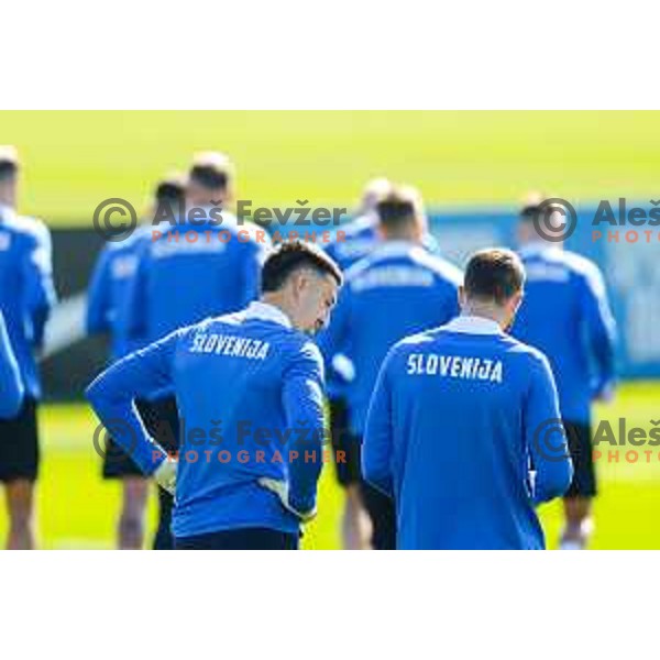 Igor Vekic and Jan Oblak of Slovenia Football team during practice session, Brdo pri Kranju, Slovenia on October 8, 2025