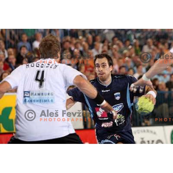Jure Natek at handball match Slovenia- Germany in Qualification for Euro 2010, played in Arena Zlatorog, Celje, Slovenia 2.11.2008. Germany won 27:26 
