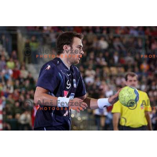 Jure Natek at handball match Slovenia- Germany in Qualification for Euro 2010, played in Arena Zlatorog, Celje, Slovenia 2.11.2008. Germany won 27:26 