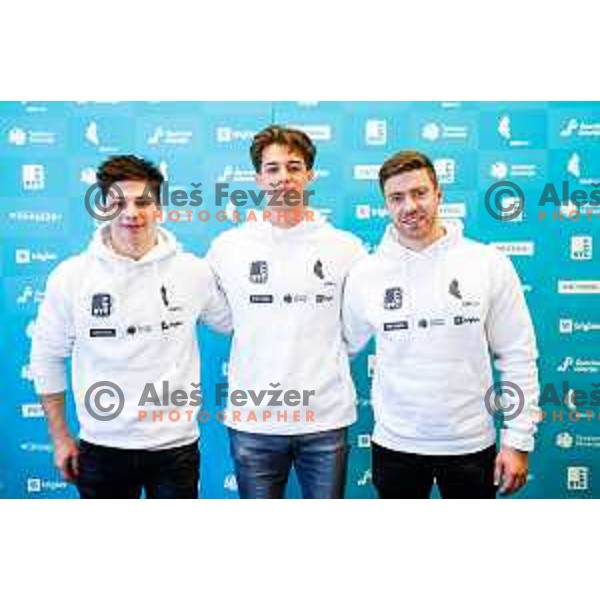 Anze Hribar, Gregor Rakovic and Luka Bojanc of Slovenia Gymnastic team during press conference before departure to World Championship, Ljubljana, Slovenia on October 8, 2025