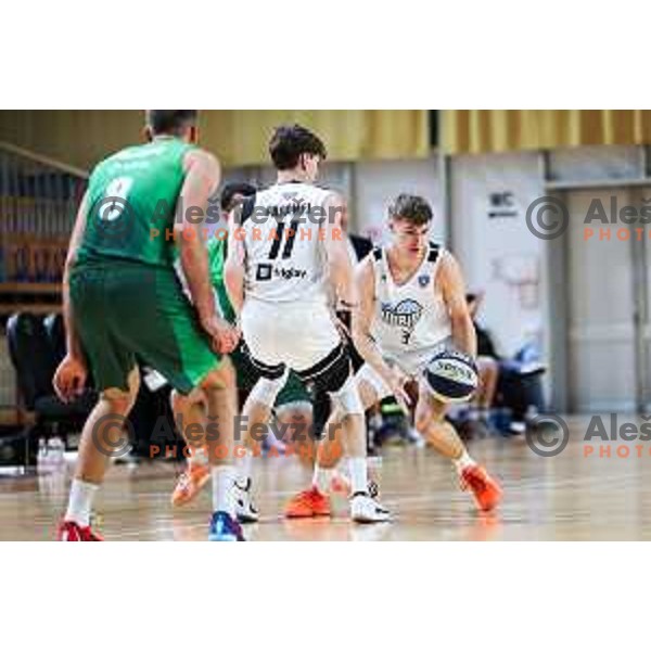 Bine Gabrijel of Ilirija in action during OTP Bank League 2025/2026 basketball match between Ilirija and Krka in Hala Tivoli, Ljubljana, Slovenia on October 9, 2025. Photo: Filip Barbalic