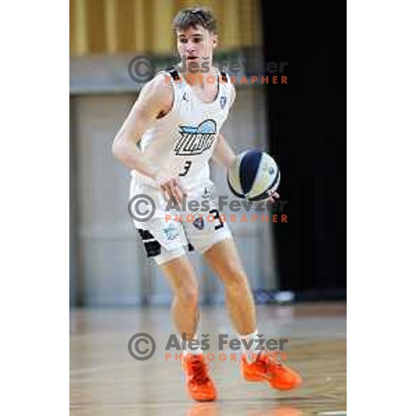 Bine Gabrijel of Ilirija in action during OTP Bank League 2025/2026 basketball match between Ilirija and Krka in Hala Tivoli, Ljubljana, Slovenia on October 9, 2025. Photo: Filip Barbalic