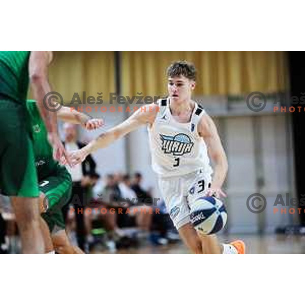 Bine Gabrijel of Ilirija in action during OTP Bank League 2025/2026 basketball match between Ilirija and Krka in Hala Tivoli, Ljubljana, Slovenia on October 9, 2025. Photo: Filip Barbalic