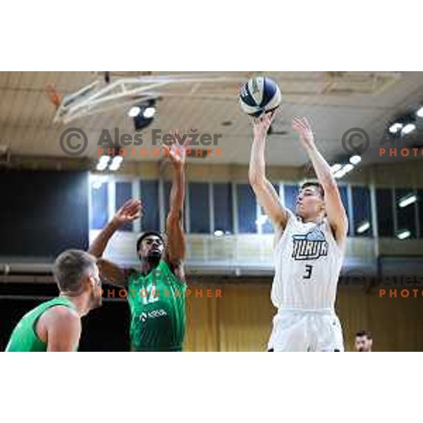 Bine Gabrijel of Ilirija in action during OTP Bank League 2025/2026 basketball match between Ilirija and Krka in Hala Tivoli, Ljubljana, Slovenia on October 9, 2025. Photo: Filip Barbalic