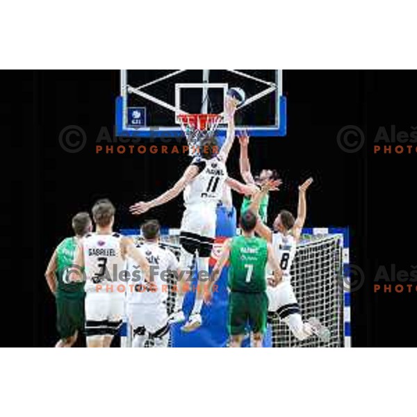 Lovro Faganel of Ilirija in action during OTP Bank League 2025/2026 basketball match between Ilirija and Krka in Hala Tivoli, Ljubljana, Slovenia on October 9, 2025. Photo: Filip Barbalic