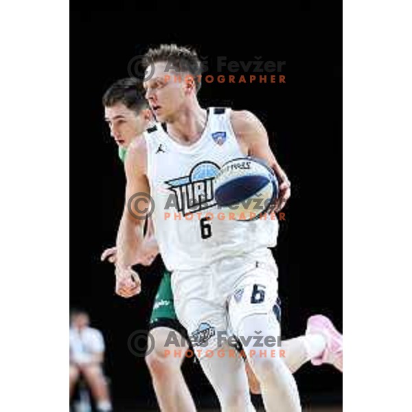 Gasper Skorjanc of Ilirija in action during OTP Bank League 2025/2026 basketball match between Ilirija and Krka in Hala Tivoli, Ljubljana, Slovenia on October 9, 2025. Photo: Filip Barbalic
