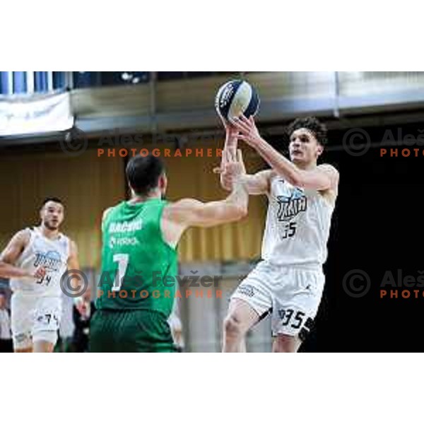 Luka Kures of Ilirija in action during OTP Bank League 2025/2026 basketball match between Ilirija and Krka in Hala Tivoli, Ljubljana, Slovenia on October 9, 2025. Photo: Filip Barbalic