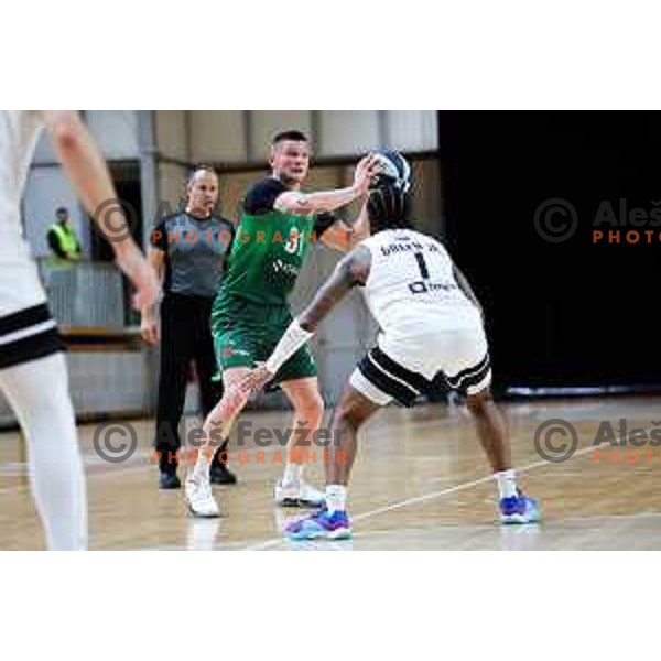 Jan Rebec of Krka in action during OTP Bank League 2025/2026 basketball match between Ilirija and Krka in Hala Tivoli, Ljubljana, Slovenia on October 9, 2025. Photo: Filip Barbalic