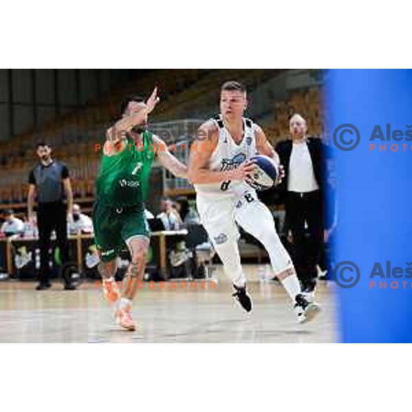 Edo Muric of Ilirija in action during OTP Bank League 2025/2026 basketball match between Ilirija and Krka in Hala Tivoli, Ljubljana, Slovenia on October 9, 2025. Photo: Filip Barbalic