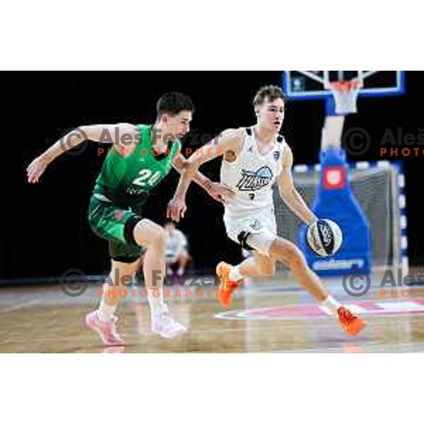 Bine Gabrijel of Ilirija in action during OTP Bank League 2025/2026 basketball match between Ilirija and Krka in Hala Tivoli, Ljubljana, Slovenia on October 9, 2025. Photo: Filip Barbalic