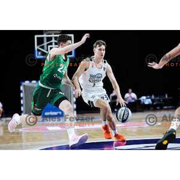 Bine Gabrijel of Ilirija in action during OTP Bank League 2025/2026 basketball match between Ilirija and Krka in Hala Tivoli, Ljubljana, Slovenia on October 9, 2025. Photo: Filip Barbalic