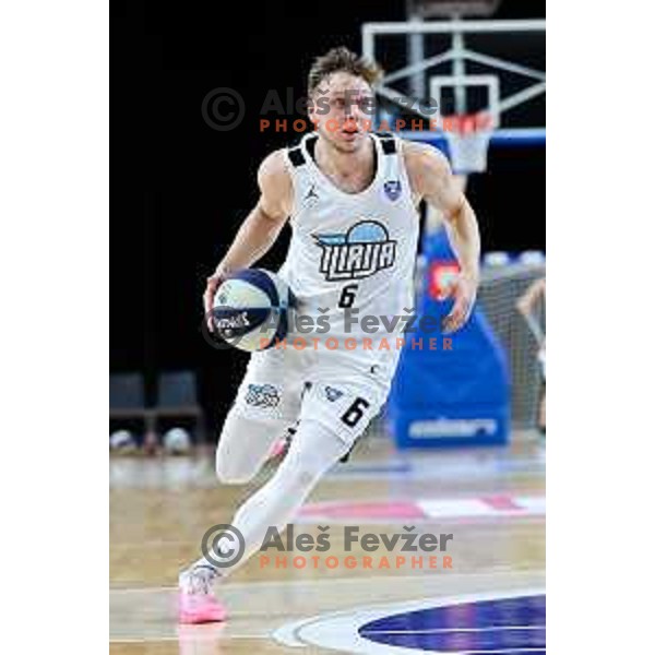 Gasper Skorjanc of Ilirija in action during OTP Bank League 2025/2026 basketball match between Ilirija and Krka in Hala Tivoli, Ljubljana, Slovenia on October 9, 2025. Photo: Filip Barbalic