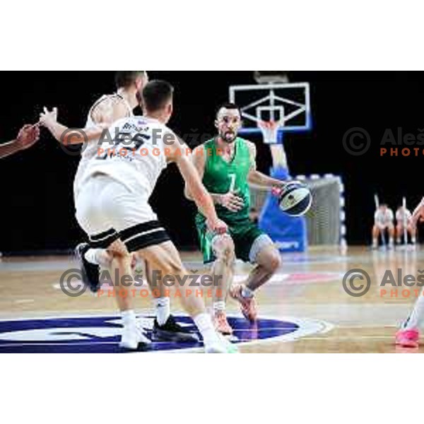 Niko Bacvic of Krka in action during OTP Bank League 2025/2026 basketball match between Ilirija and Krka in Hala Tivoli, Ljubljana, Slovenia on October 9, 2025. Photo: Filip Barbalic