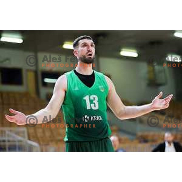 Lovro Urbiha of Krka in action during OTP Bank League 2025/2026 basketball match between Ilirija and Krka in Hala Tivoli, Ljubljana, Slovenia on October 9, 2025. Photo: Filip Barbalic