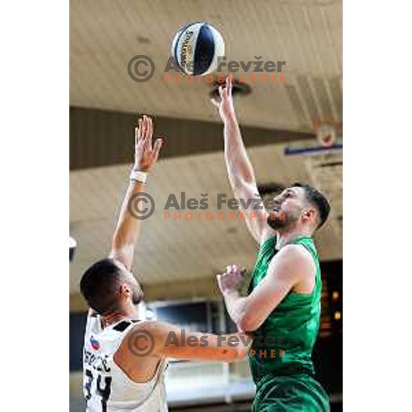 Lovro Urbiha of Krka in action during OTP Bank League 2025/2026 basketball match between Ilirija and Krka in Hala Tivoli, Ljubljana, Slovenia on October 9, 2025. Photo: Filip Barbalic
