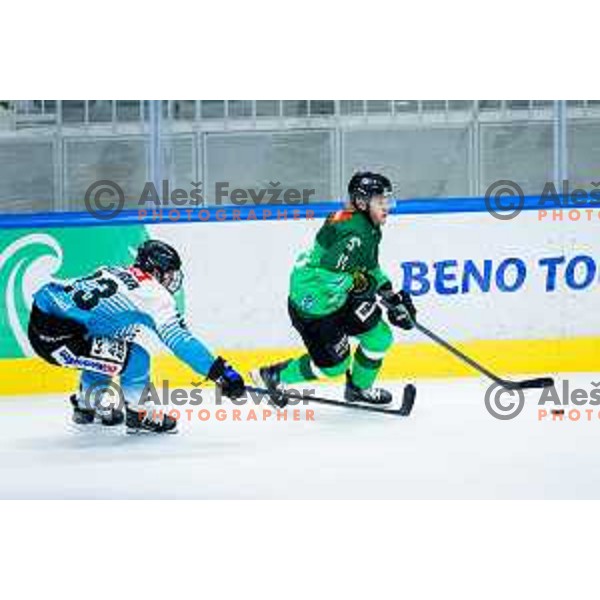 Nicolai Meyer of SZ Olimpija in action during IceHL 2025/2026 ice-hockey match between SZ Olimpija and Steinbach Black Wings Linz in Tivoli Hall, Ljubljana, Slovenia on October 10, 2025. Photo: Filip Barbalic