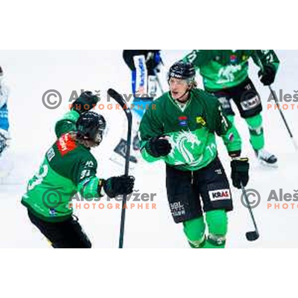 Ziga Mehle of SZ Olimpija in action during IceHL 2025/2026 ice-hockey match between SZ Olimpija and Steinbach Black Wings Linz in Tivoli Hall, Ljubljana, Slovenia on October 10, 2025. Photo: Filip Barbalic