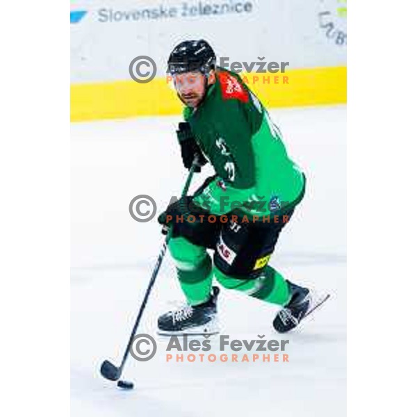 Marly Quince of SZ Olimpija in action during IceHL 2025/2026 ice-hockey match between SZ Olimpija and Steinbach Black Wings Linz in Tivoli Hall, Ljubljana, Slovenia on October 10, 2025. Photo: Filip Barbalic