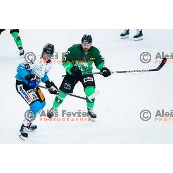 Marly Quince of SZ Olimpija in action during IceHL 2025/2026 ice-hockey match between SZ Olimpija and Steinbach Black Wings Linz in Tivoli Hall, Ljubljana, Slovenia on October 10, 2025. Photo: Filip Barbalic