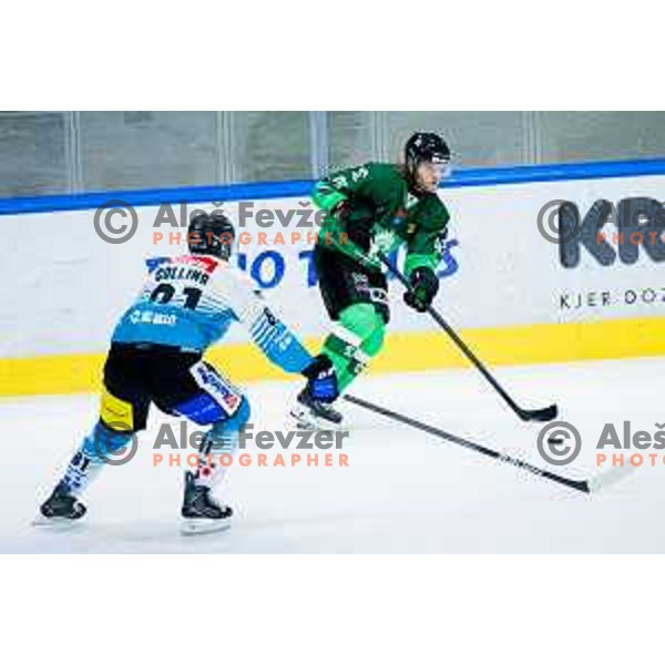 Nicolai Meyer of SZ Olimpija in action during IceHL 2025/2026 ice-hockey match between SZ Olimpija and Steinbach Black Wings Linz in Tivoli Hall, Ljubljana, Slovenia on October 10, 2025. Photo: Filip Barbalic