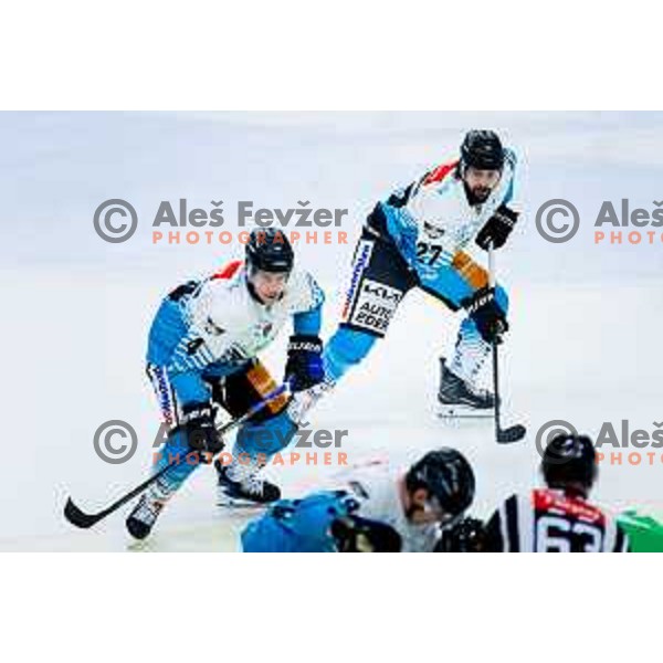 Shawn St Amant of Steinbach Black Wings Linz in action during IceHL 2025/2026 ice-hockey match between SZ Olimpija and Steinbach Black Wings Linz in Tivoli Hall, Ljubljana, Slovenia on October 10, 2025. Photo: Filip Barbalic