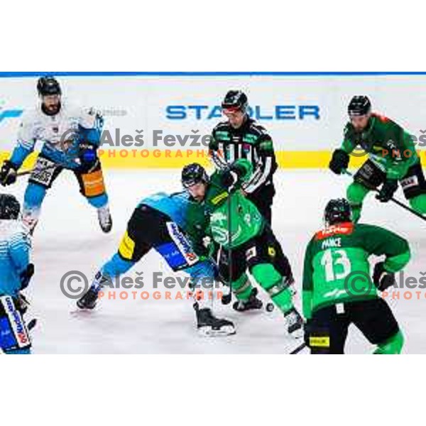 Alex Petan of SZ Olimpija in action during IceHL 2025/2026 ice-hockey match between SZ Olimpija and Steinbach Black Wings Linz in Tivoli Hall, Ljubljana, Slovenia on October 10, 2025. Photo: Filip Barbalic