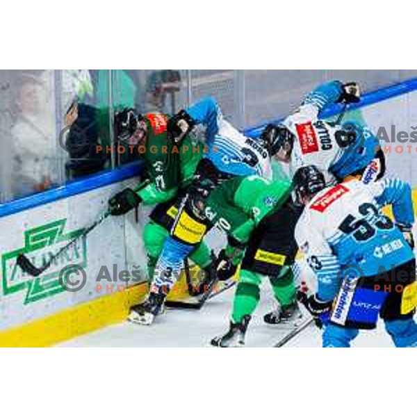 Marly Quince of SZ Olimpija in action during IceHL 2025/2026 ice-hockey match between SZ Olimpija and Steinbach Black Wings Linz in Tivoli Hall, Ljubljana, Slovenia on October 10, 2025. Photo: Filip Barbalic