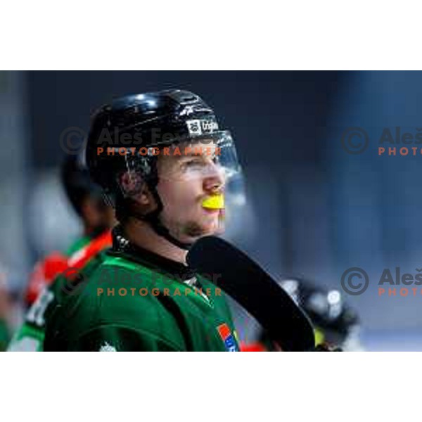 in action during IceHL 2025/2026 ice-hockey match between SZ Olimpija and Steinbach Black Wings Linz in Tivoli Hall, Ljubljana, Slovenia on October 10, 2025. Photo: Filip Barbalic