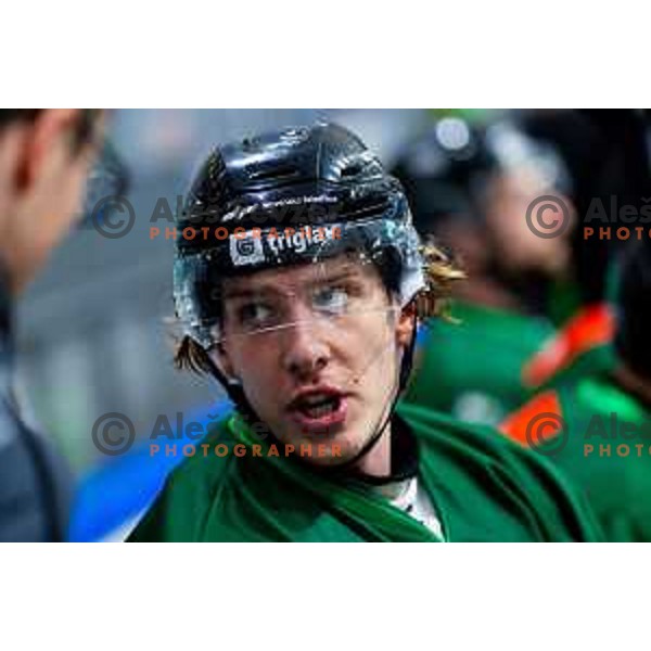 Ziga Mehle of SZ Olimpija in action during IceHL 2025/2026 ice-hockey match between SZ Olimpija and Steinbach Black Wings Linz in Tivoli Hall, Ljubljana, Slovenia on October 10, 2025. Photo: Filip Barbalic