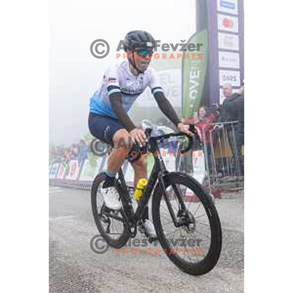 at the finish line of the Pogi Challenge at Krvavec Ski resort, Slovenia on October 12, 2025