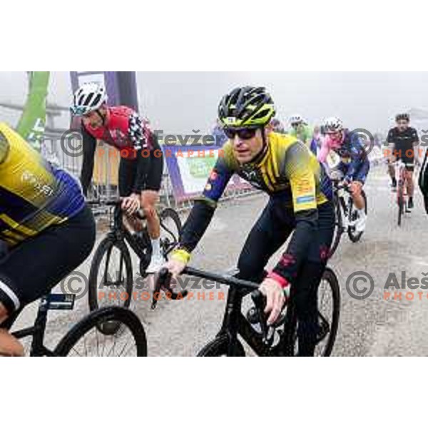 at the finish line of the Pogi Challenge at Krvavec Ski resort, Slovenia on October 12, 2025