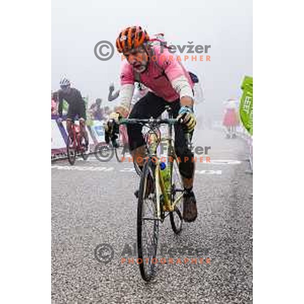 at the finish line of the Pogi Challenge at Krvavec Ski resort, Slovenia on October 12, 2025