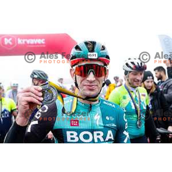 at the finish line of the Pogi Challenge at Krvavec Ski resort, Slovenia on October 12, 2025