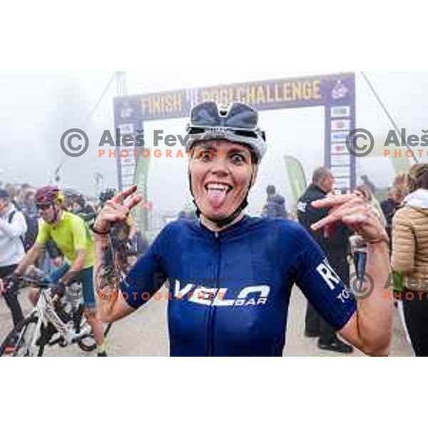 at the finish line of the Pogi Challenge at Krvavec Ski resort, Slovenia on October 12, 2025